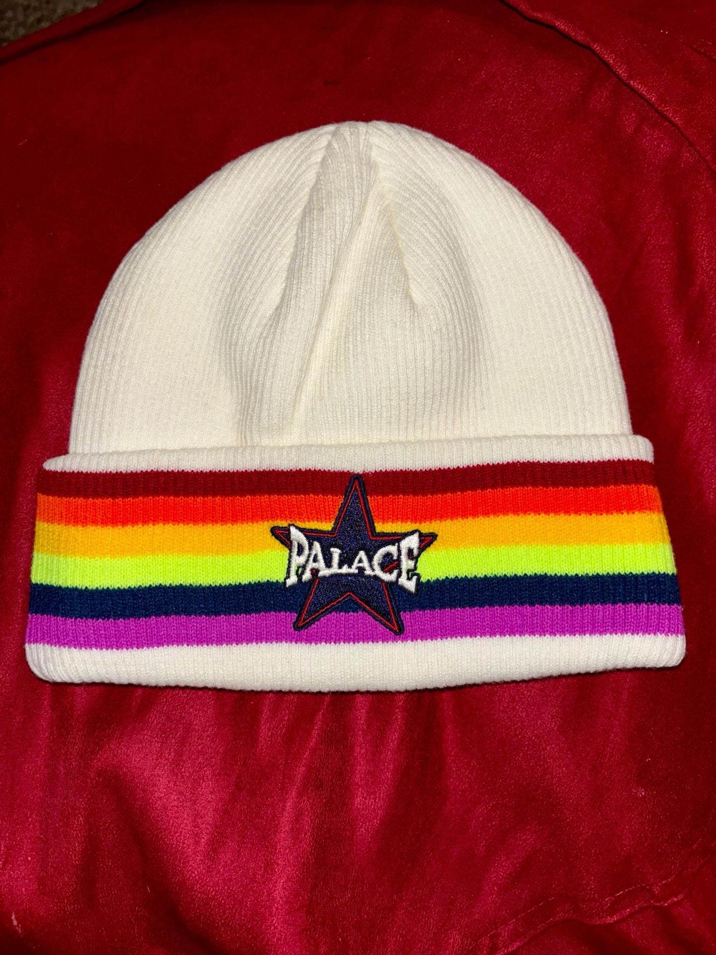 Palace Rainbow Beanie White Fw21. Nwot